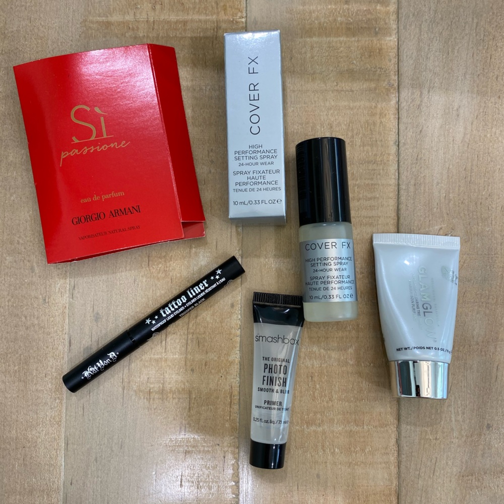 5 makeup SMASHBOX cover Fx Kat Von D glamglow si Armani